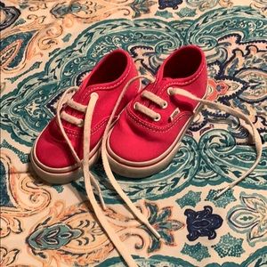 Hot pink Vans lace up shoes for toddler
